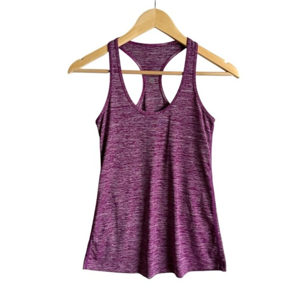 Lululemon Cool Racerback Tank Size 4 Heathered Dewberry Luxtreme - Picture 2 of 9